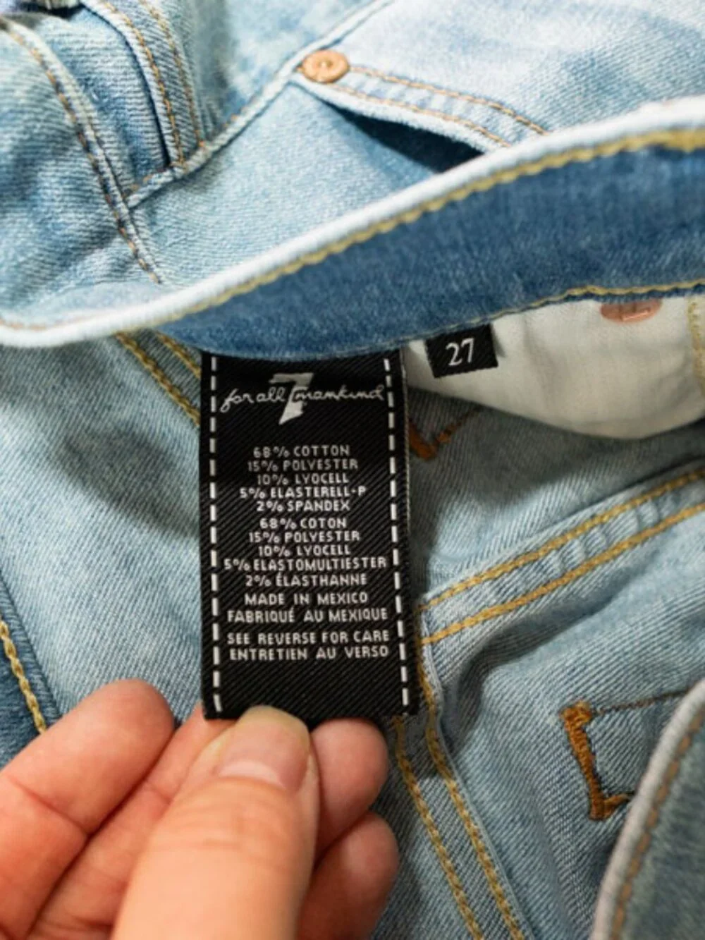 7 For All Mankind High Waist Skinny Jeans Distressed Light Wash Size 27 - Picture 3 of 12